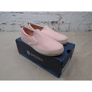 Sperry Crest Twin Gore Leather Slip-on Sneaker Shimmer Pink Women's Size 8